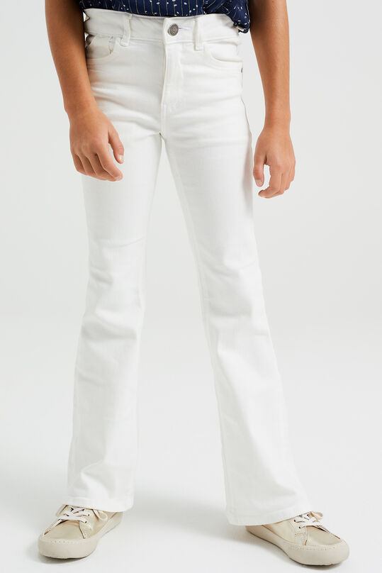 Meisjes flared jeans met stretch, Wit