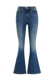 Dames high rise super flared jeans met stretch, Blauw