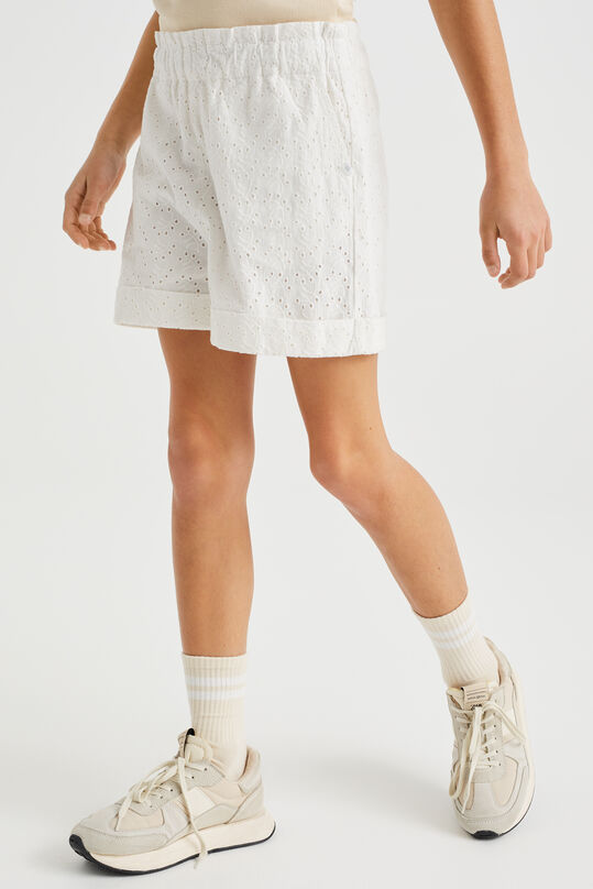 Meisjes short met broderie anglaise, Wit