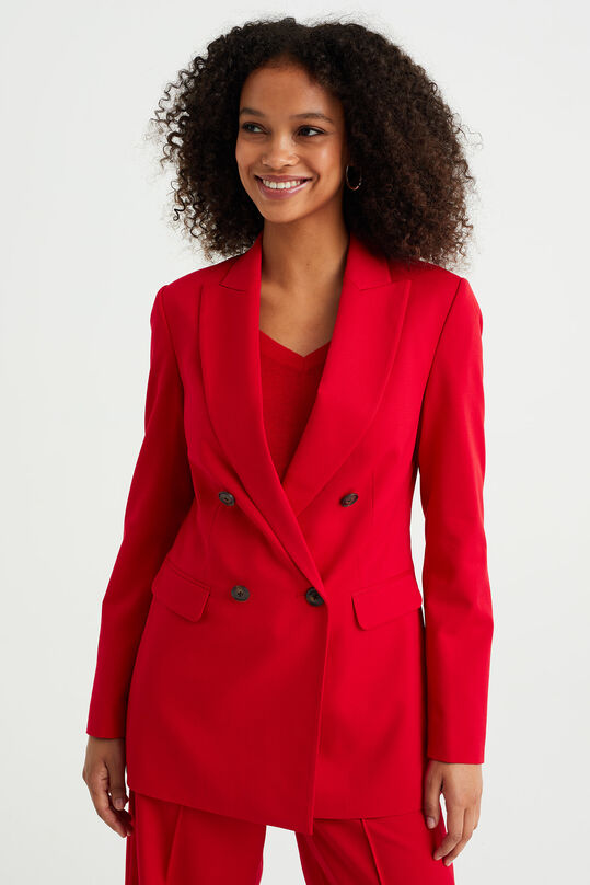 Dames regular fit double-breasted blazer, Felrood