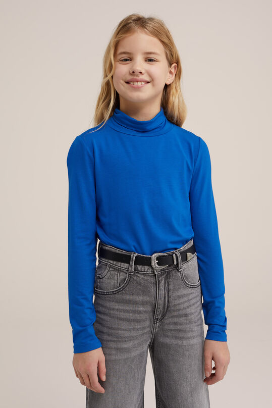 Meisjes T-shirt met col, Kobaltblauw