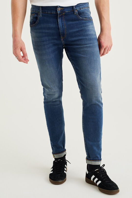 Heren skinny fit jeans met superstretch, Donkerblauw