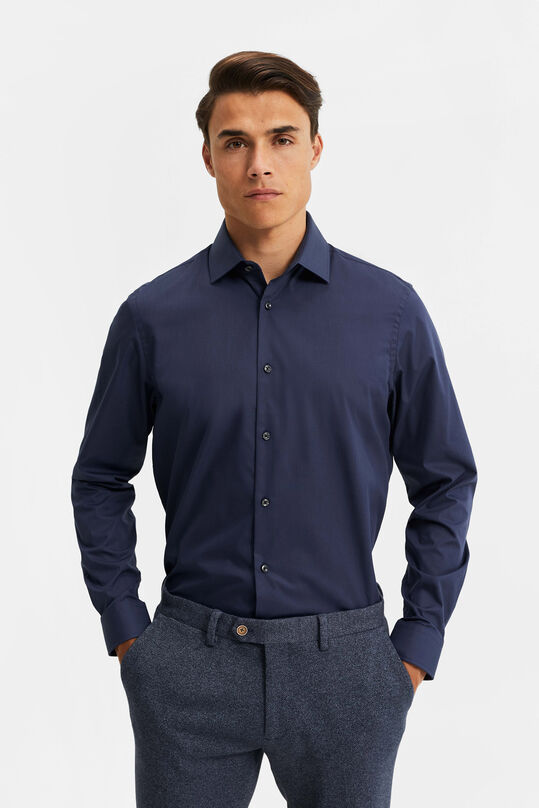 Heren regular fit easy care overhemd, Donkerblauw
