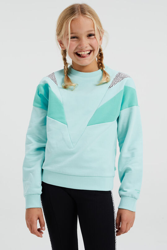 Meisjes sweater met colourblock, Lichtblauw