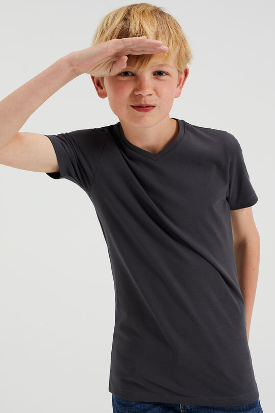 Jongens basic T-shirt met V-hals, Donkergrijs
