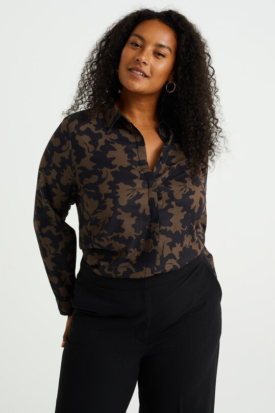 Dames blouse - Curve, Donkerbruin