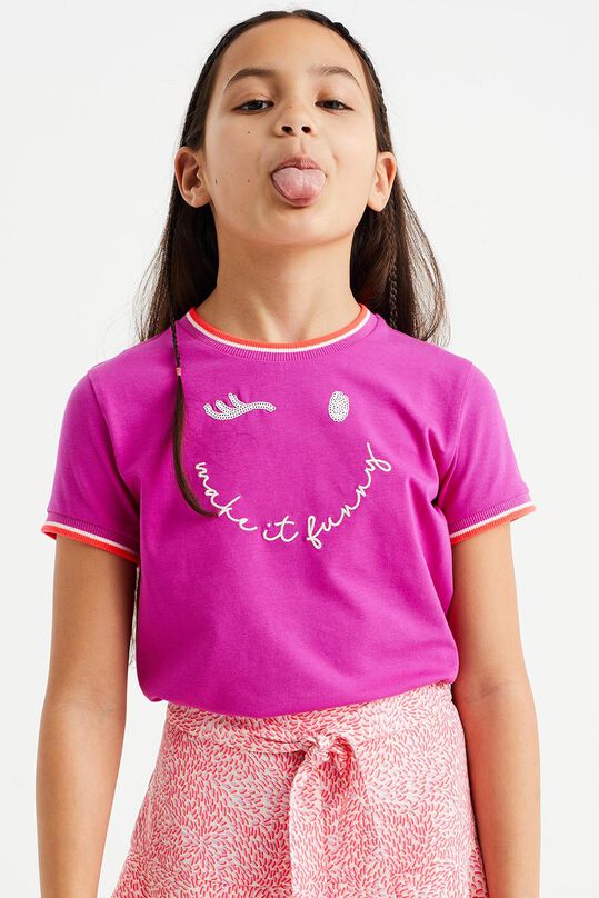 Meisjes T-shirt met embroidery, Lichtpaars