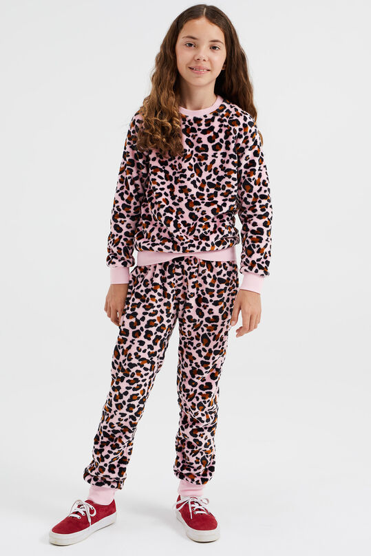 Meisjes pyjamaset met panterdessin, Lichtroze