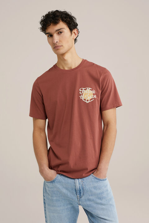 we fashion Regular fit T-shirt met opdruk Roestbruin Online Kleding