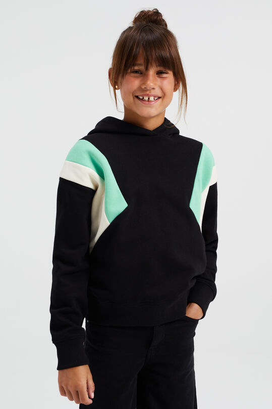 Meisjes sweater met colourblock, Zwart