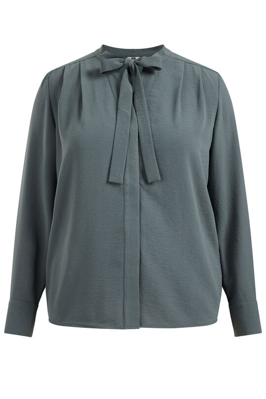 Dames blouse met strikdetail - Curve, Grijsgroen