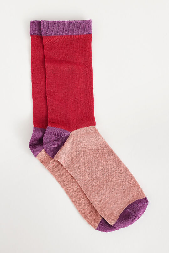 Dames sokken met colourblock, Felroze