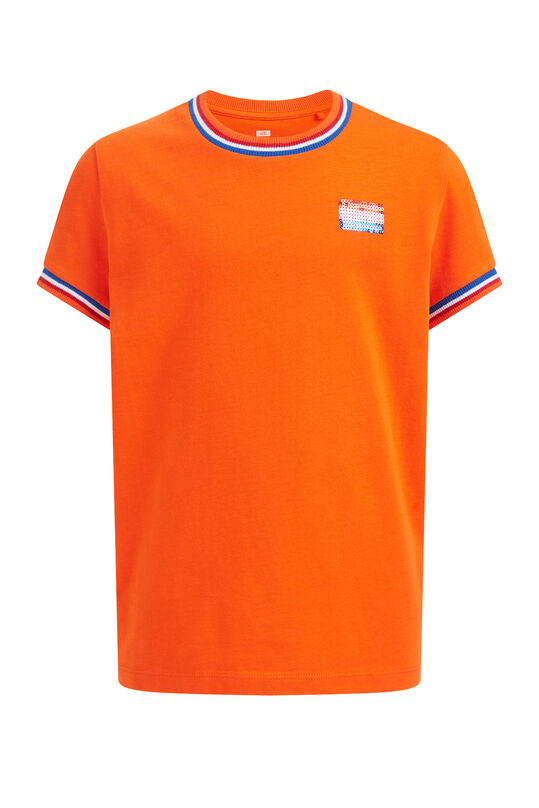Meisjes T-shirt met pailletten-applicatie, Oranje