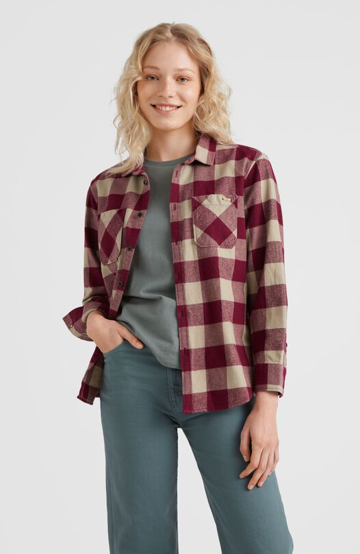 Dames O`Neill Checked Flannel Shirt, Rood