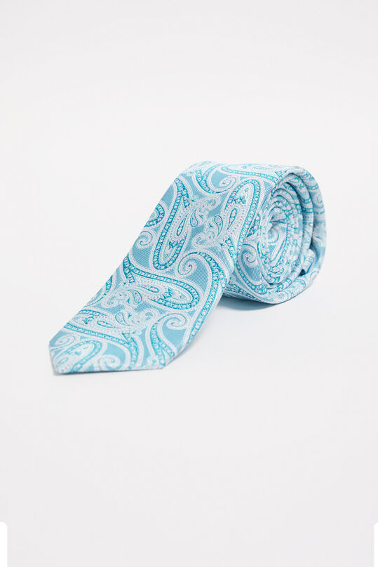 Heren zijdemix stropdas met dessin, Turkoois
