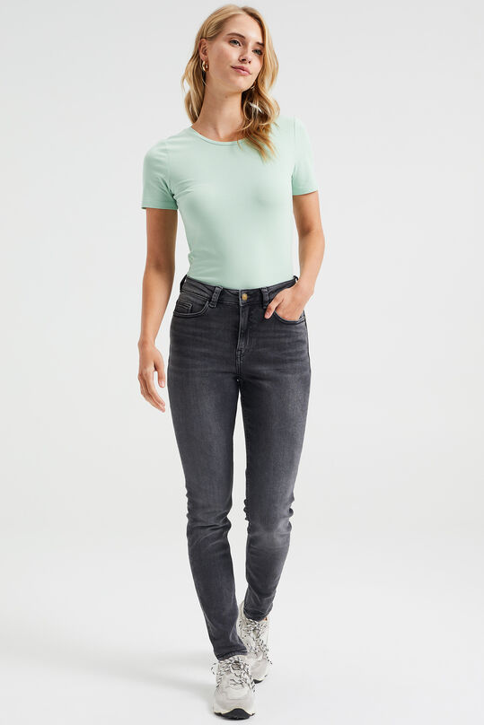Dames high rise skinny jeans met stretch, Donkergrijs