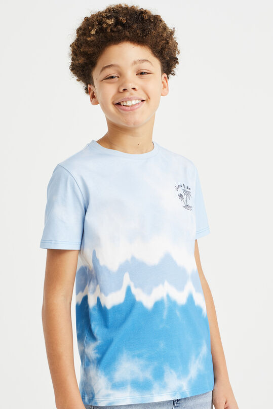 Jongens T-shirt met tie-dye dessin, Lichtblauw