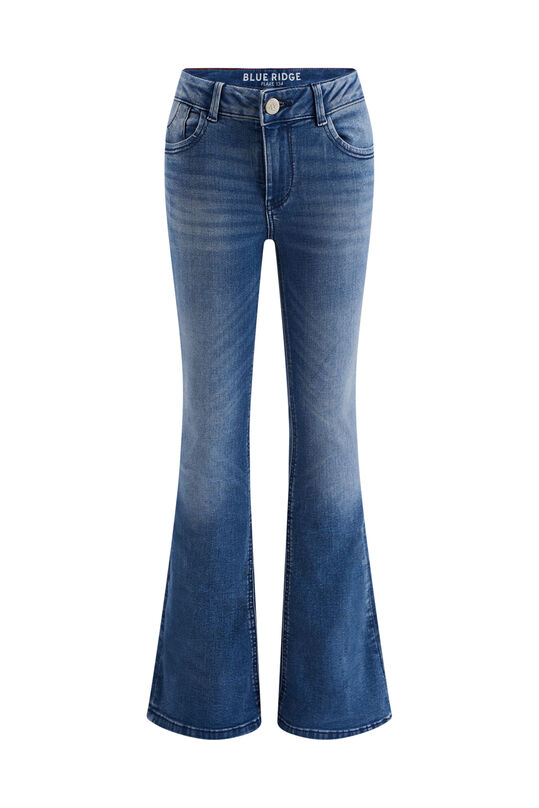 Meisjes flared jeans met stretch, Donkerblauw