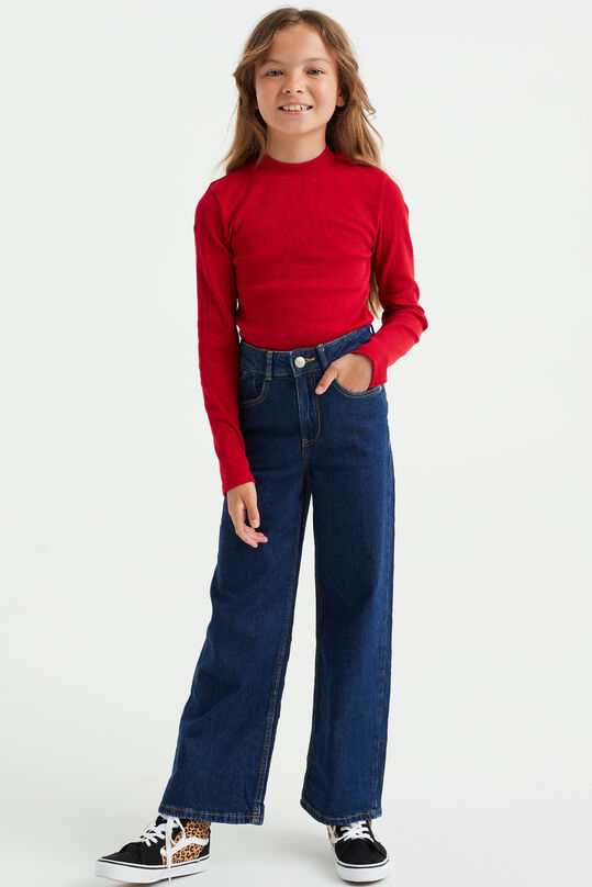 Meisjes wide leg jeans met stretch, Donkerblauw