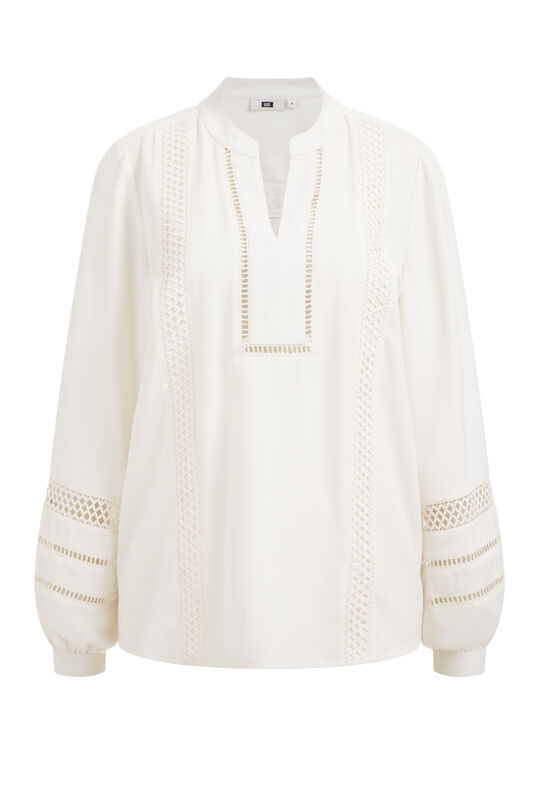 Dames blouse met broderie anglaise, Wit