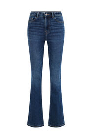 Dames high rise flared jeans met stretch, Donkerblauw