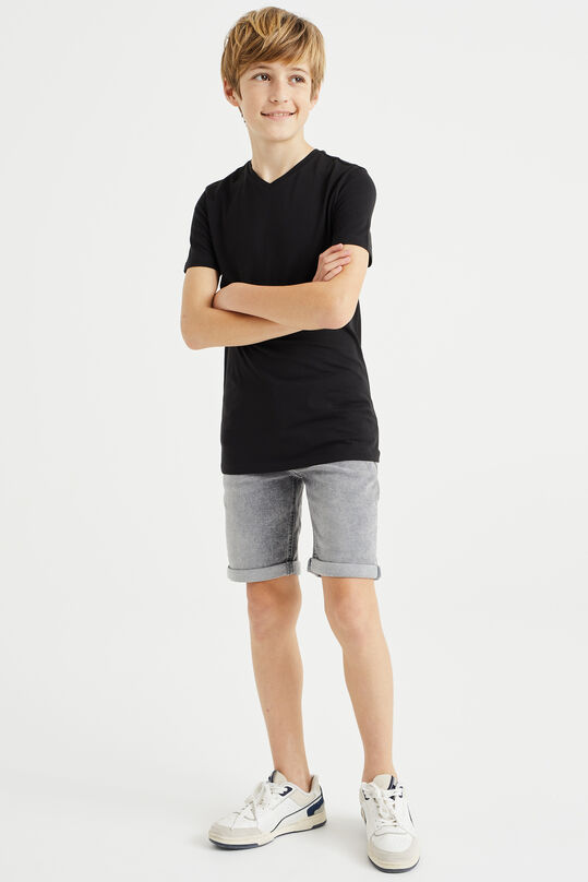 Jongens basic T-shirt met V-hals, 2-pack, Zwart