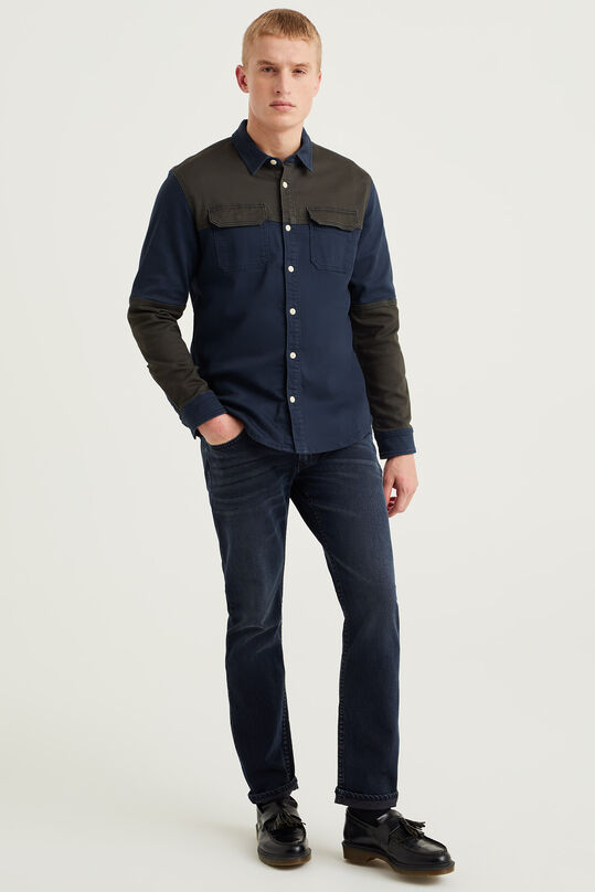 Heren regular fit jeans met comfortstretch, Donkerblauw