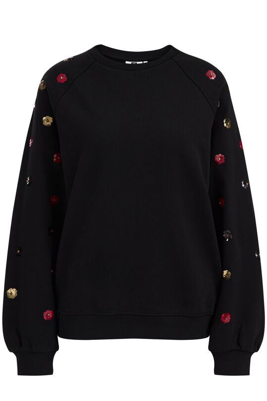 Dames sweater met embroidery, Zwart