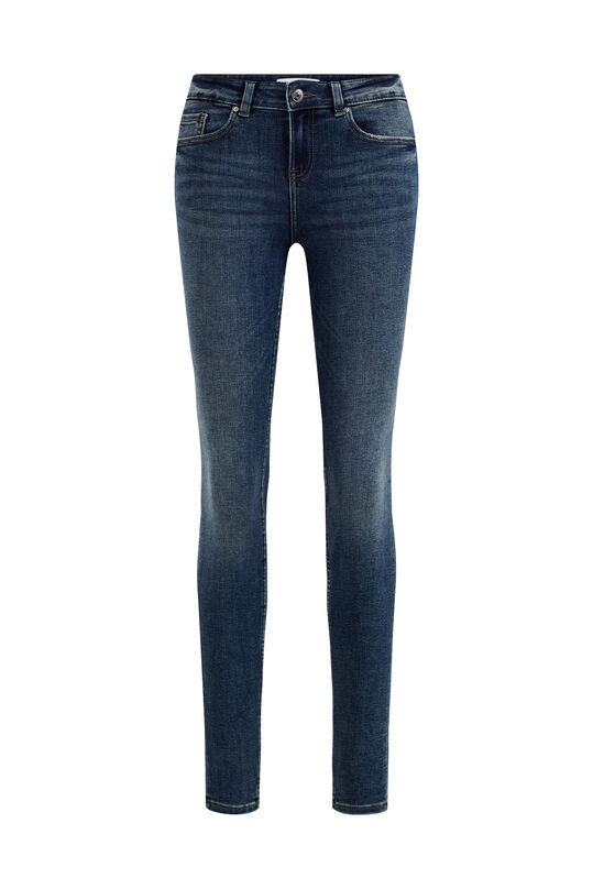 Dames mid rise super skinny jeans met superstretch, Donkerblauw