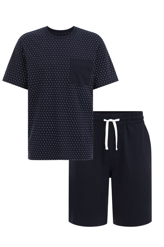 Heren pyjamaset met dessin, Donkerblauw