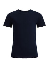 Meisjes T-shirt met ribstructuur, Donkerblauw