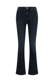 Dames high rise jeans met stretch, Donkerblauw