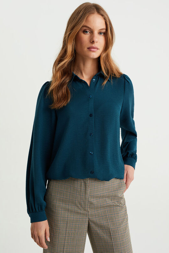 Dames geweven blouse, Groenblauw