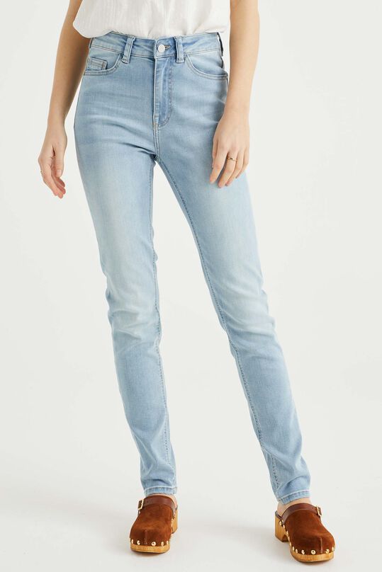 Dames high rise skinny jeans met stretch, Lichtblauw