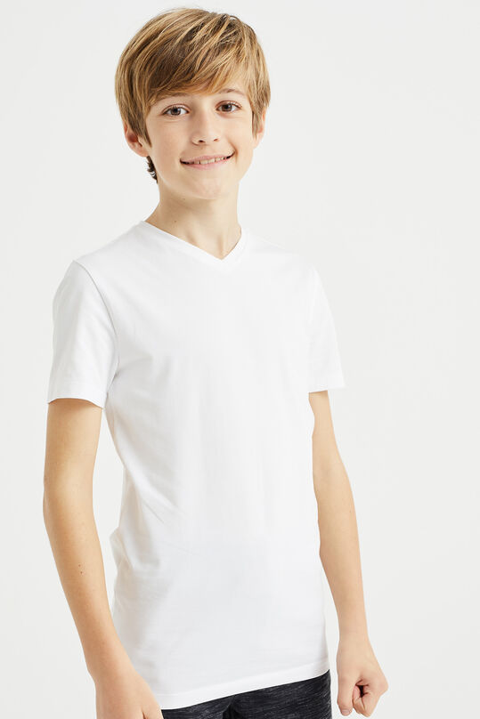 Jongens basic T-shirt met V-hals, Wit