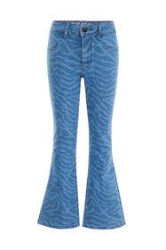 Meisjes flared jeans met stretch, Pastelblauw