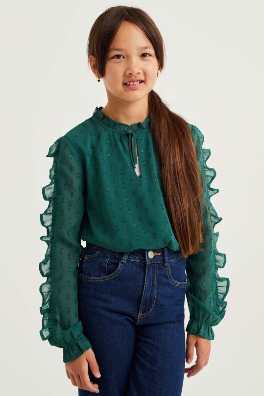Meisjes blouse met glittergaren , Groen