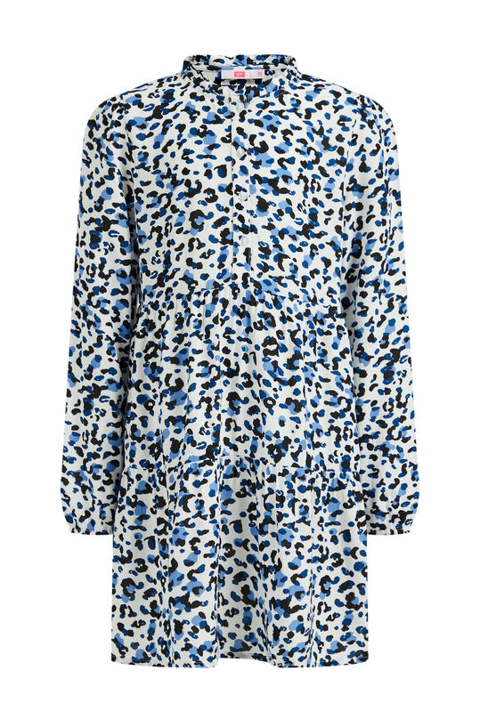 Meisjes jurk met luipaarddessin, Blauw