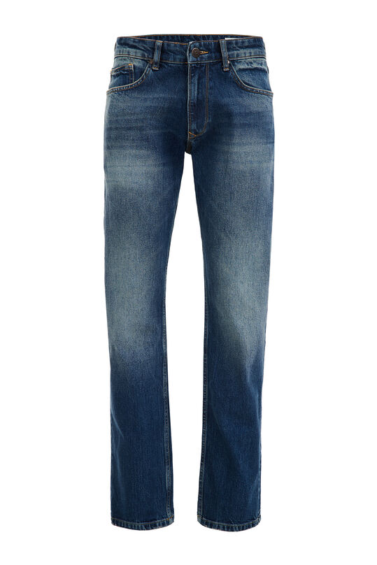 Heren regular fit jeans met comfortstretch, Blauw