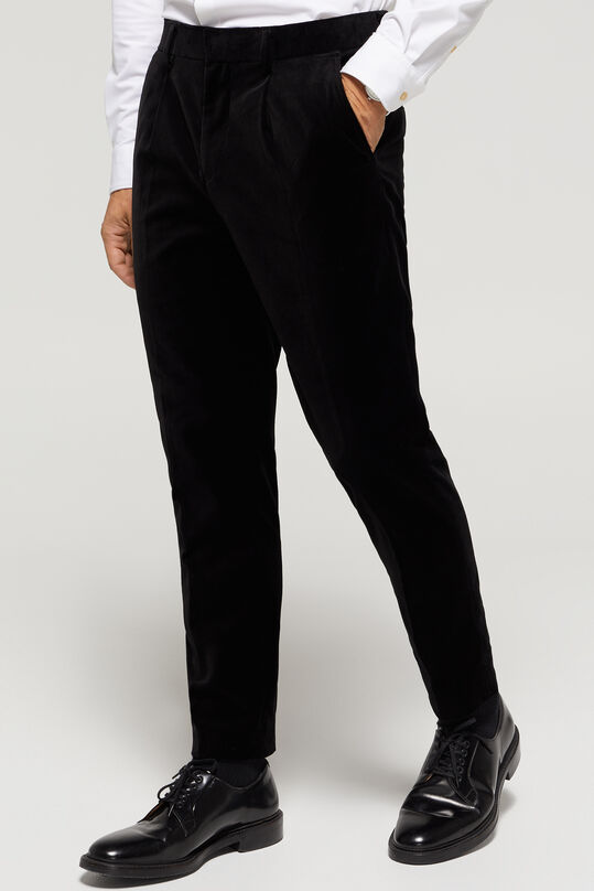 Heren slim ft pantalon van velvet, Zwart