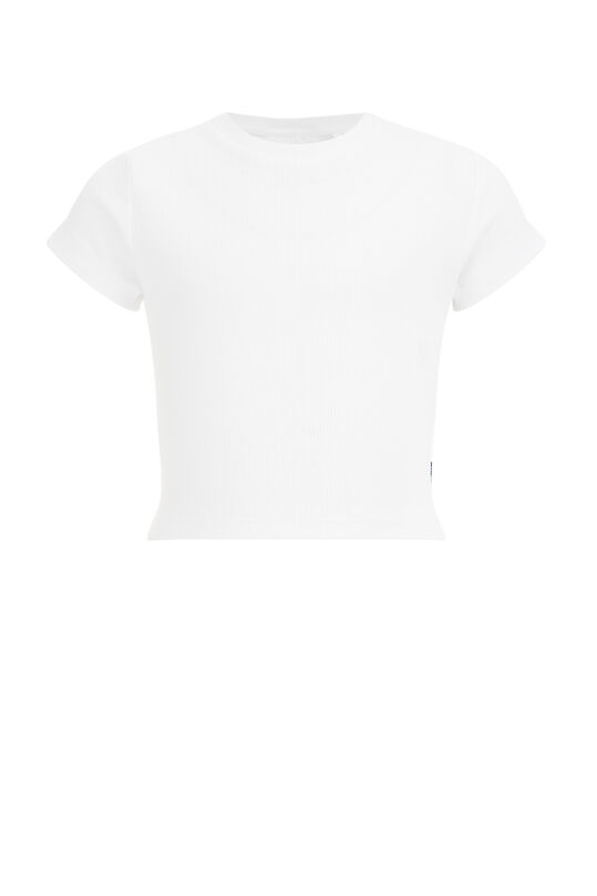 Meisjes cropped T-shirt van ribstof, Wit