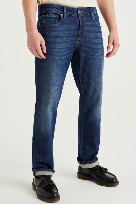 Heren regular fit jeans met comfortstretch, Donkerblauw