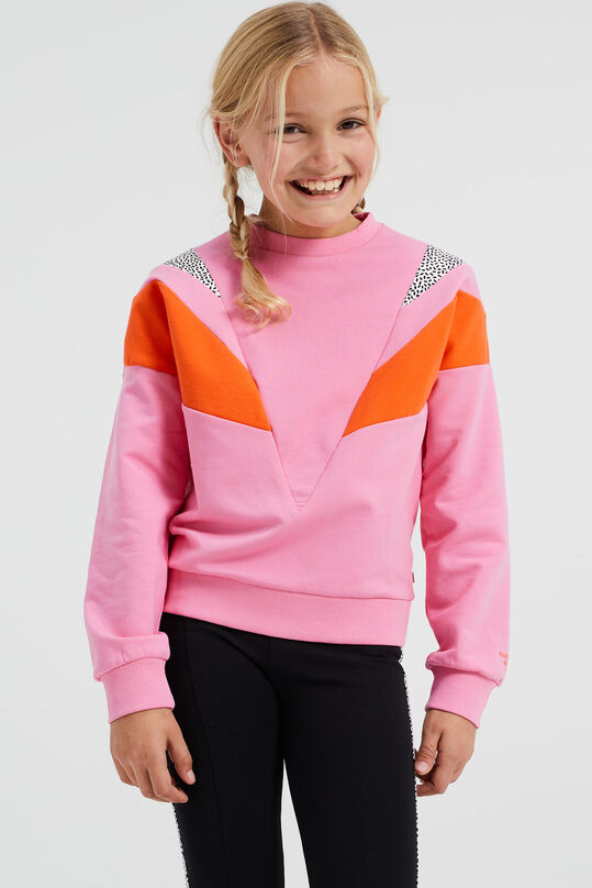 Meisjes sweater met colourblock, Roze