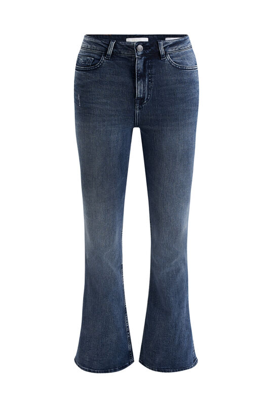 Dames high rise flared jeans met stretch - Curve, Donkerblauw