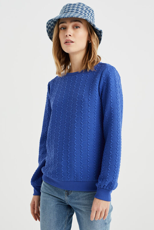 Dames sweater met structuur, IJsblauw