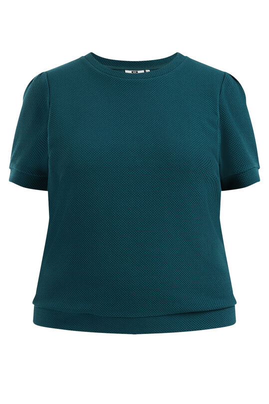 Dames sweat T-shirt met structuur - Curve, Zeegroen