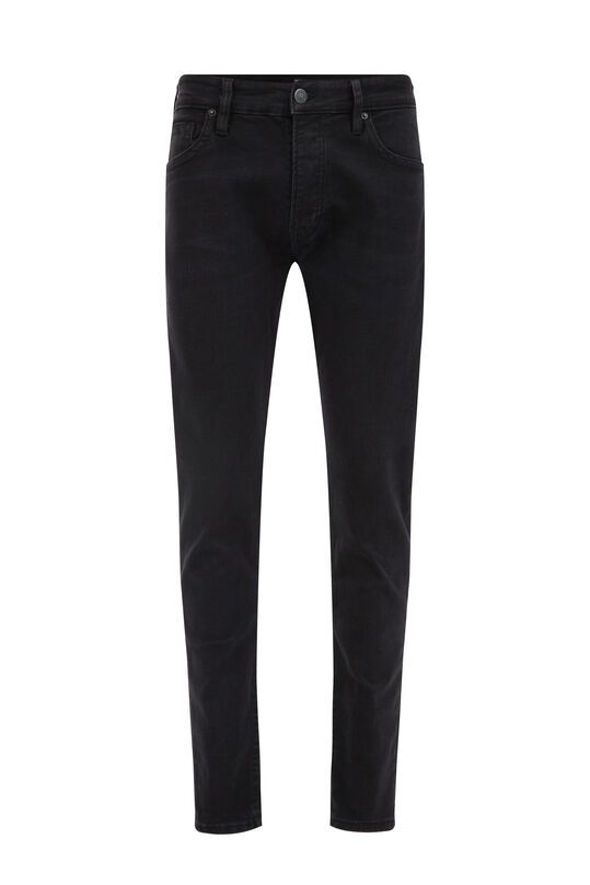 Heren slim fit jeans met comfortstretch, Zwart
