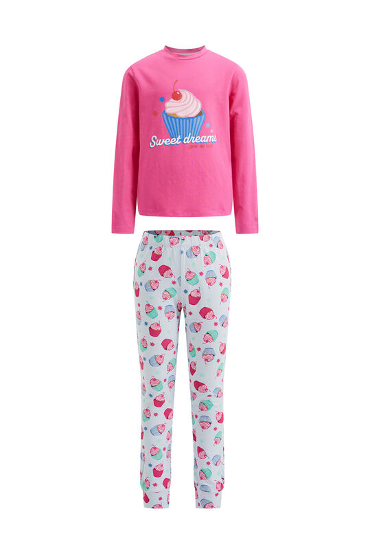 Meisjes pyjamaset met dessin, Lichtblauw