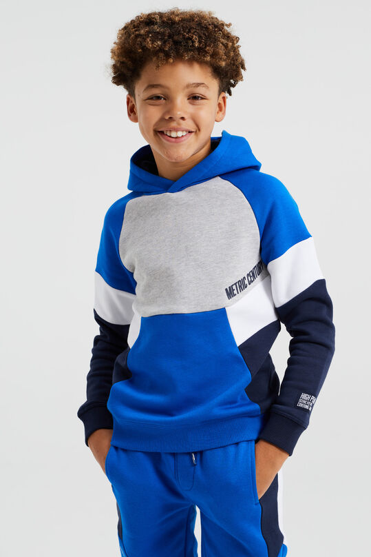 Jongens hoodie met colourblock, Kobaltblauw