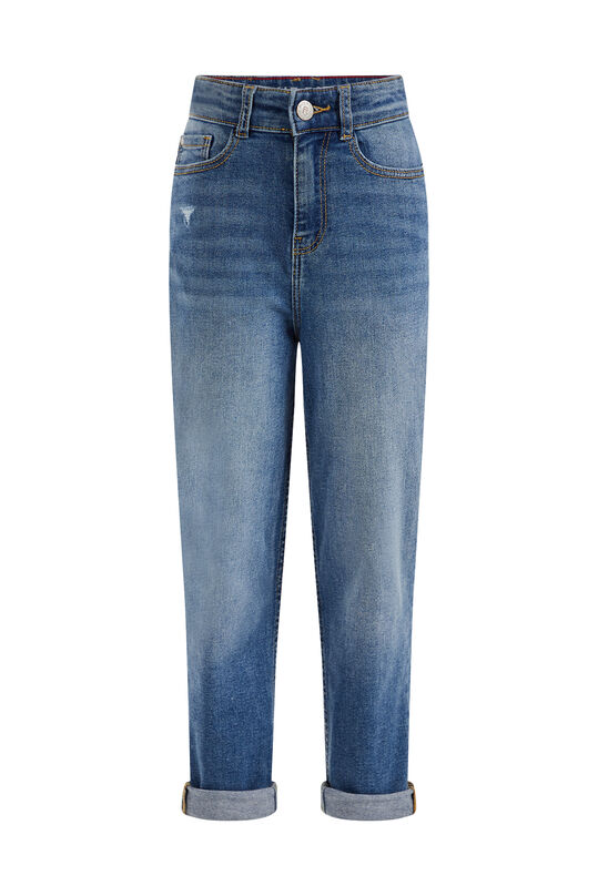 Meisjes high rise mom fit jeans met stretch, Blauw